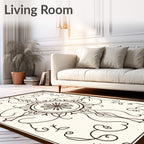 Intricate Scrollwork Ornamented Mandala Design Rug