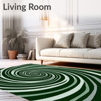 Green White Swirl Optical Rug