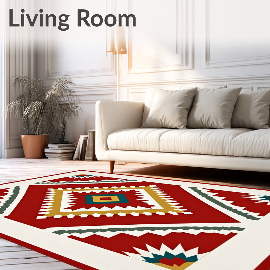 Bold Geometric Southwest Diamond Pattern Rug