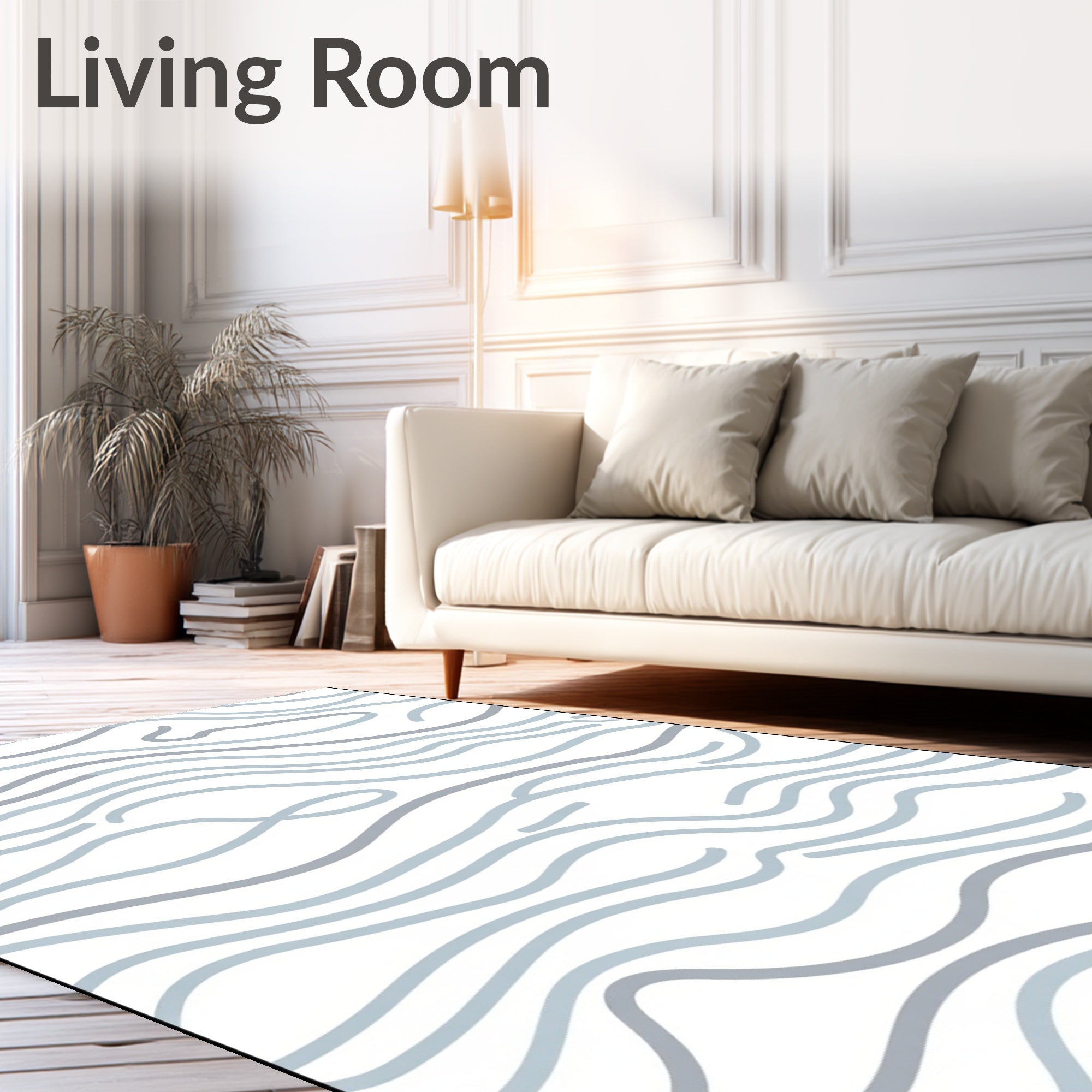 Abstract Wavy Line Pattern Design Rug