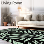 Light Green Leaf Patterned Rug