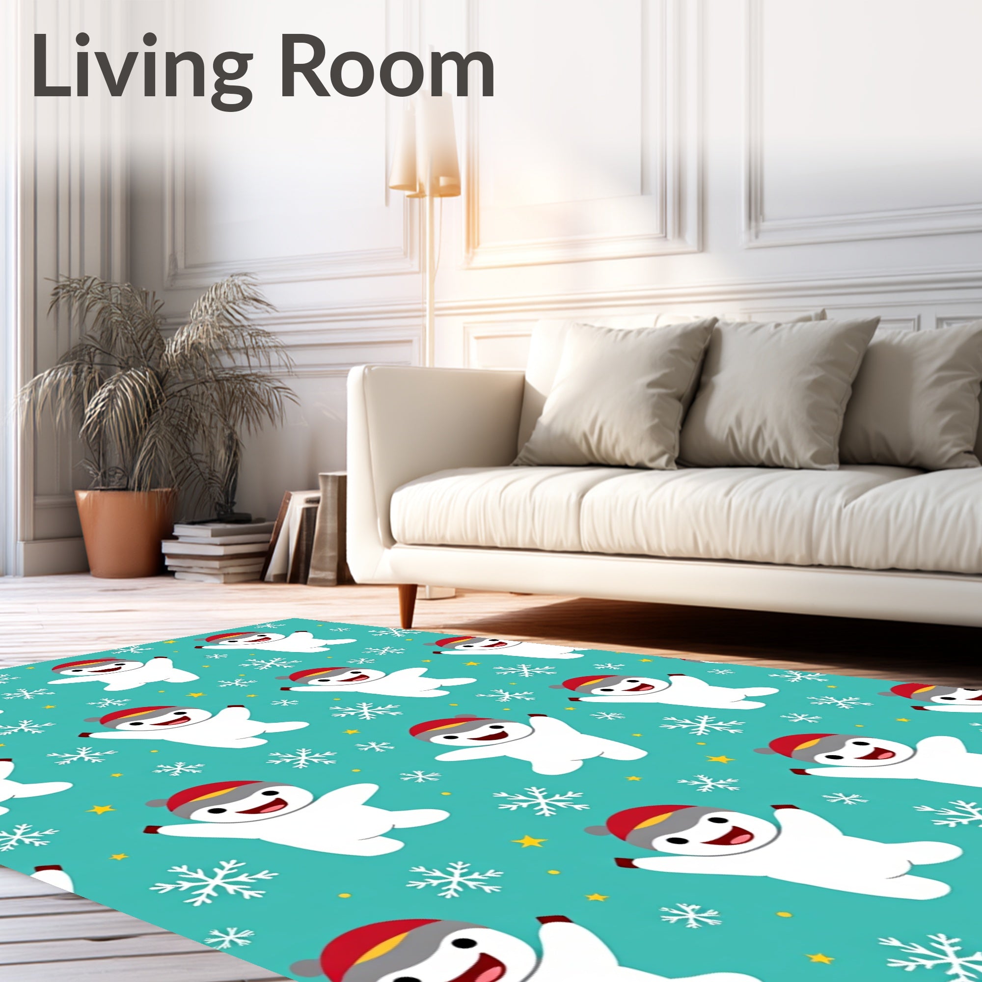 Cute Snowman Winter Snowflake Repeat Rug