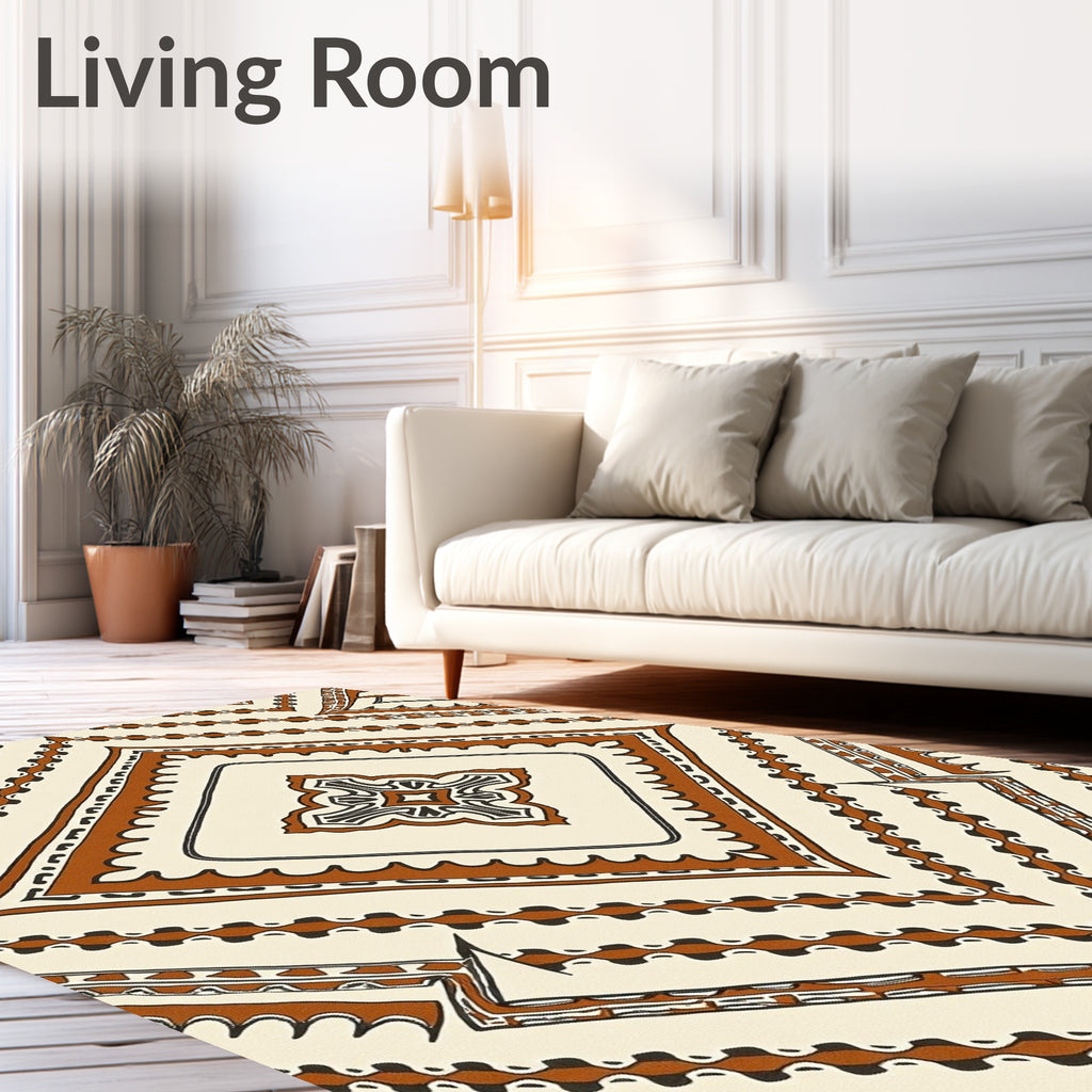 Rustic Diamond Geometric Pattern Rug