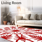 Bold Red Abstract Floral Tile Design Rug