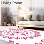 Vibrant Pink Mandala Floral Design Rug