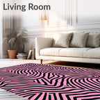 Pink And Black Wavy Stripe Design Rug
