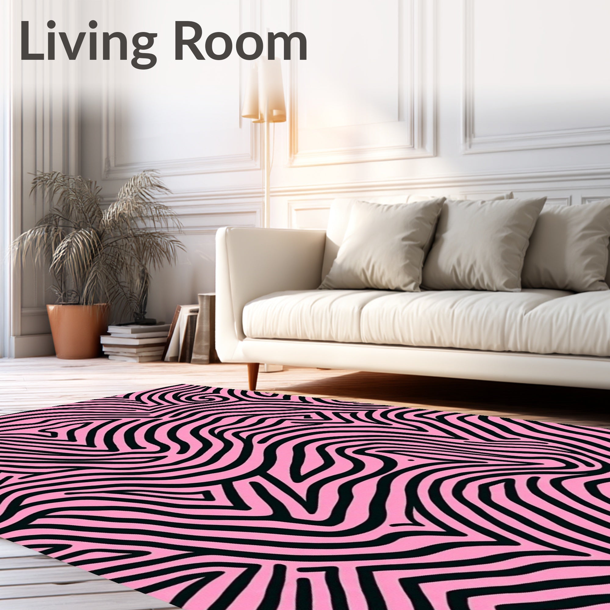 Pink And Black Wavy Stripe Design Rug