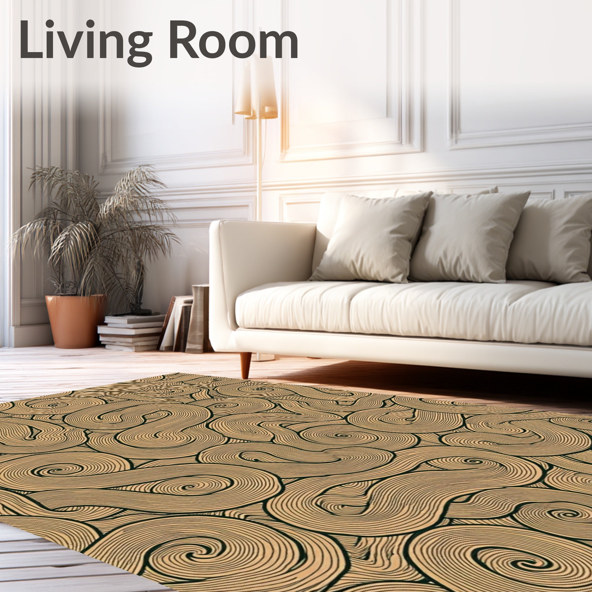 Brown Swirl Patterned Organic Rug