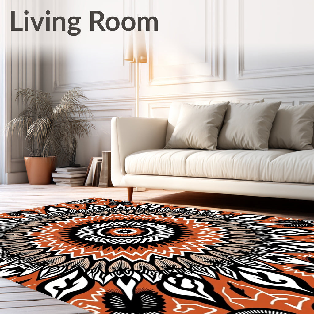 Intricate Floral Mandala Pattern Rug
