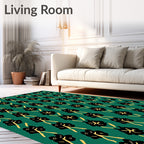 Groovy Black Abstract Floral Pattern Rug