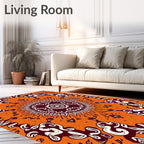 Bold Intricate Orange Floral Mandalas Rug