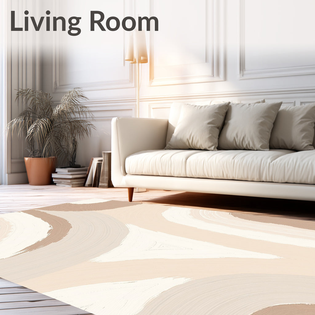 Neutral Brushstroke Arch Pattern Rug