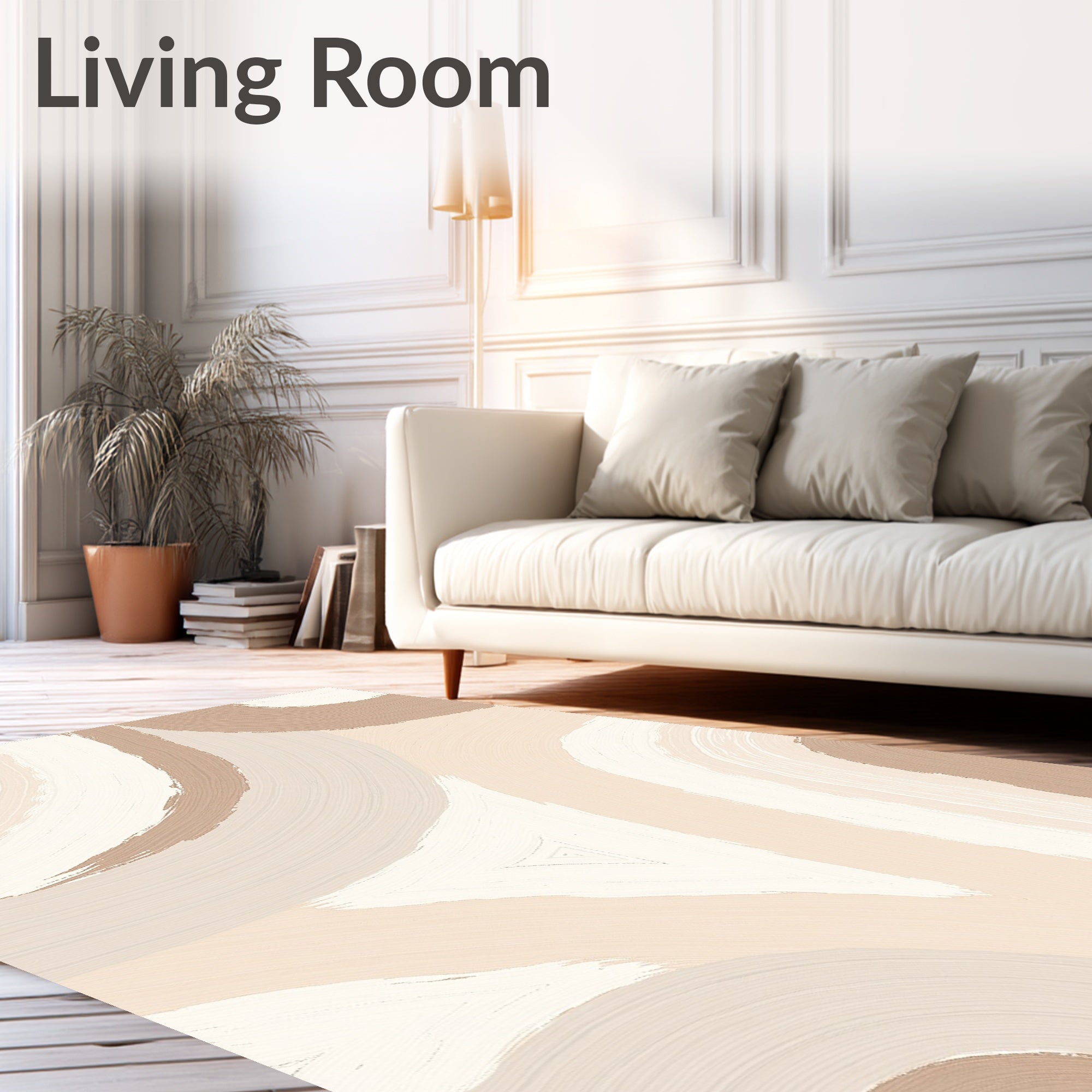 Neutral Brushstroke Arch Pattern Rug