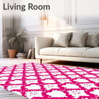 Pink Heart Patterned Graphic Design Rug