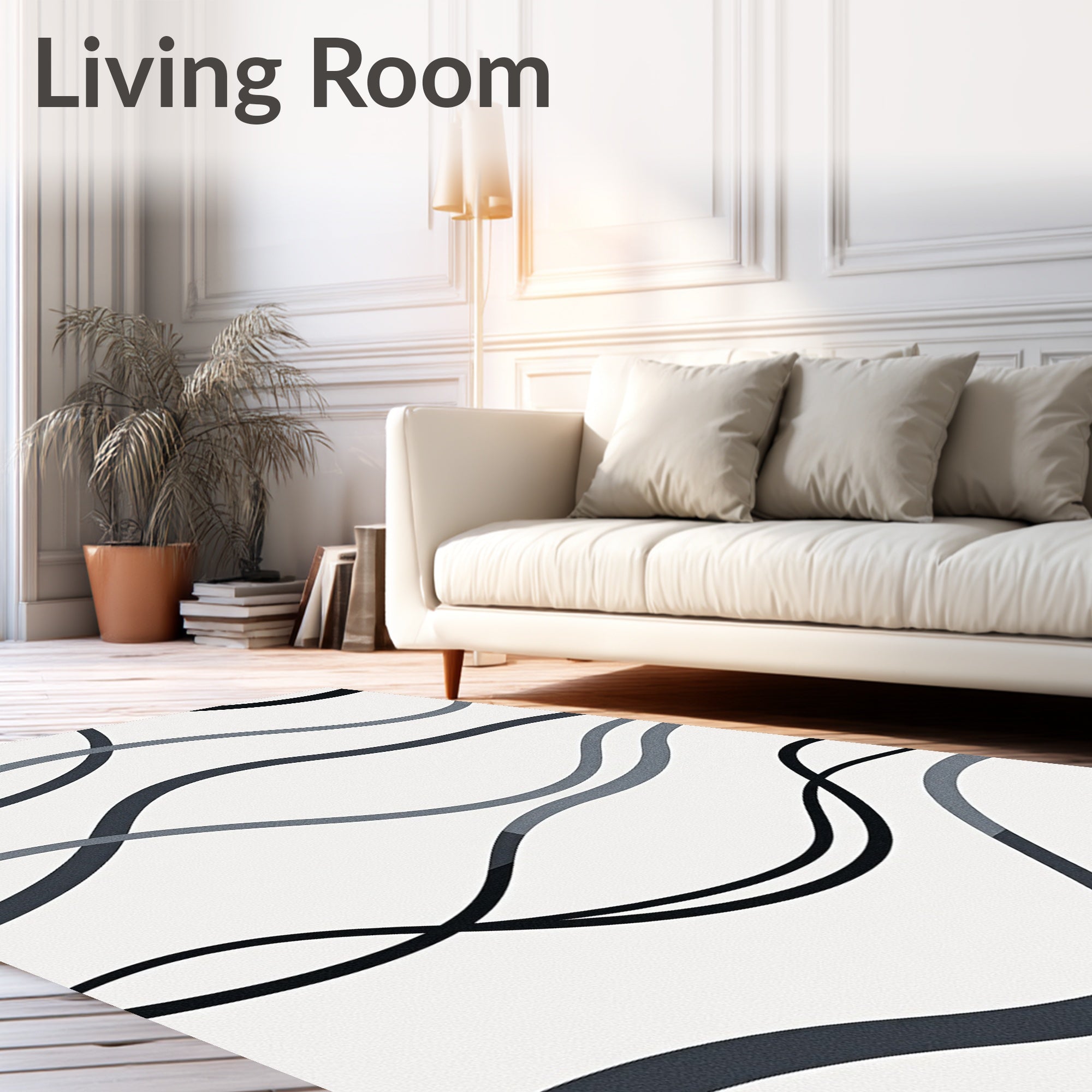 Monochromatic Wave Abstract design Rug