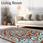 Intricate Floral Medallion Arabesque Pattern Rug
