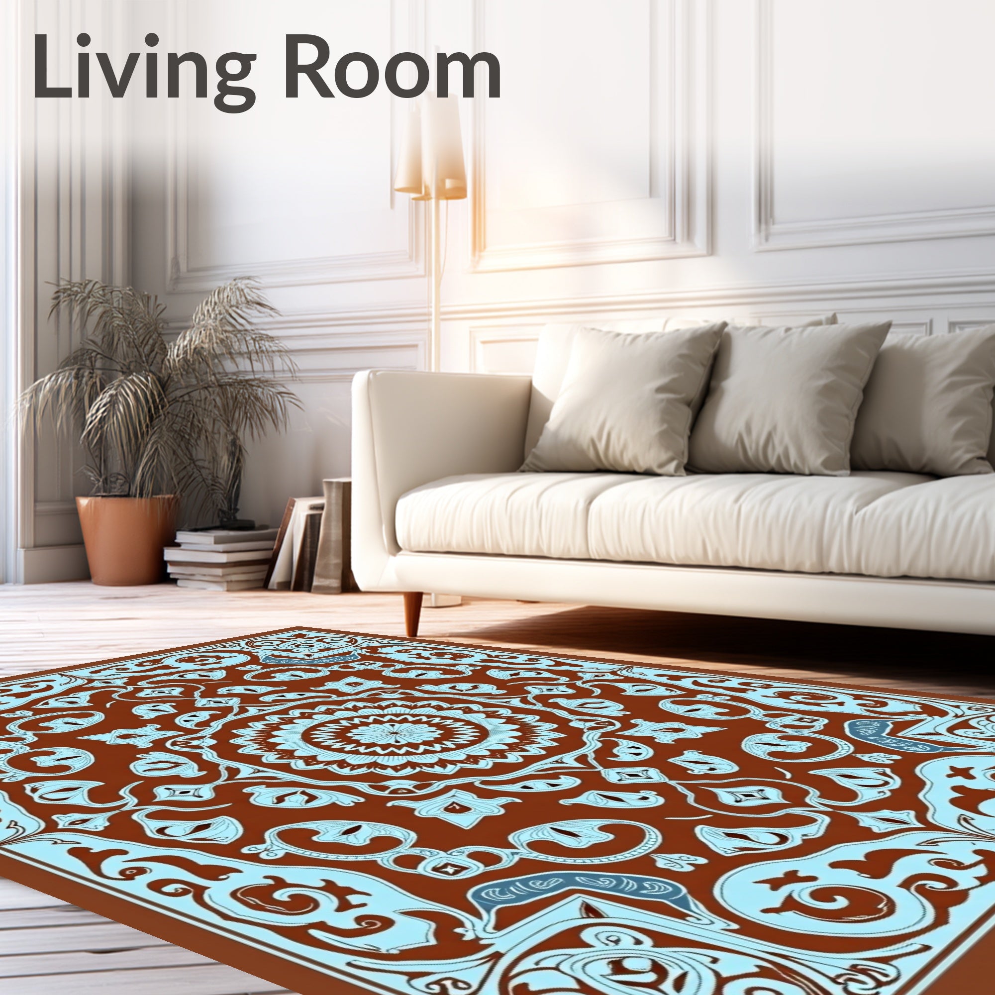 Intricate Floral Medallion Arabesque Pattern Rug