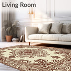 Elegant Floral Swirl And Border Design Rug