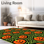 Orange Jack O Lantern Swirl Accent Rug