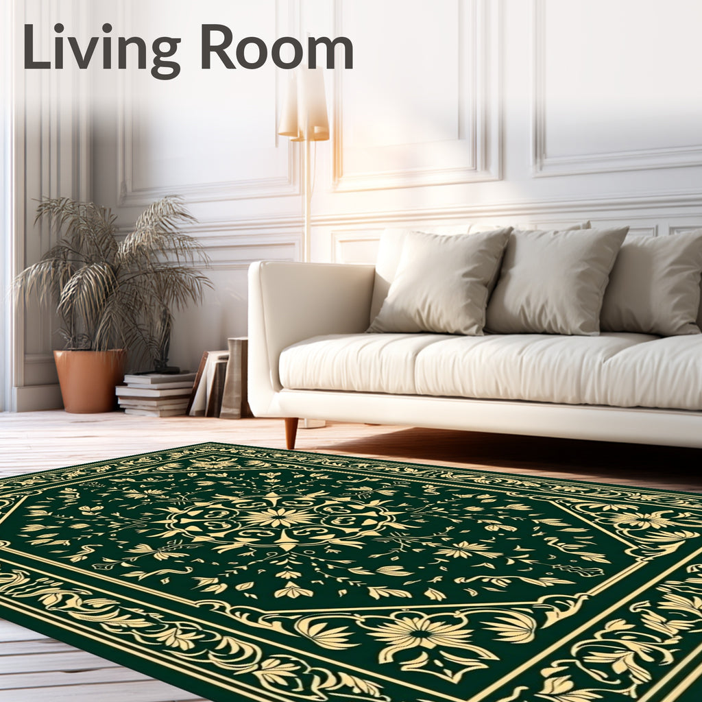 Ornate Floral Scroll Patterned Rug