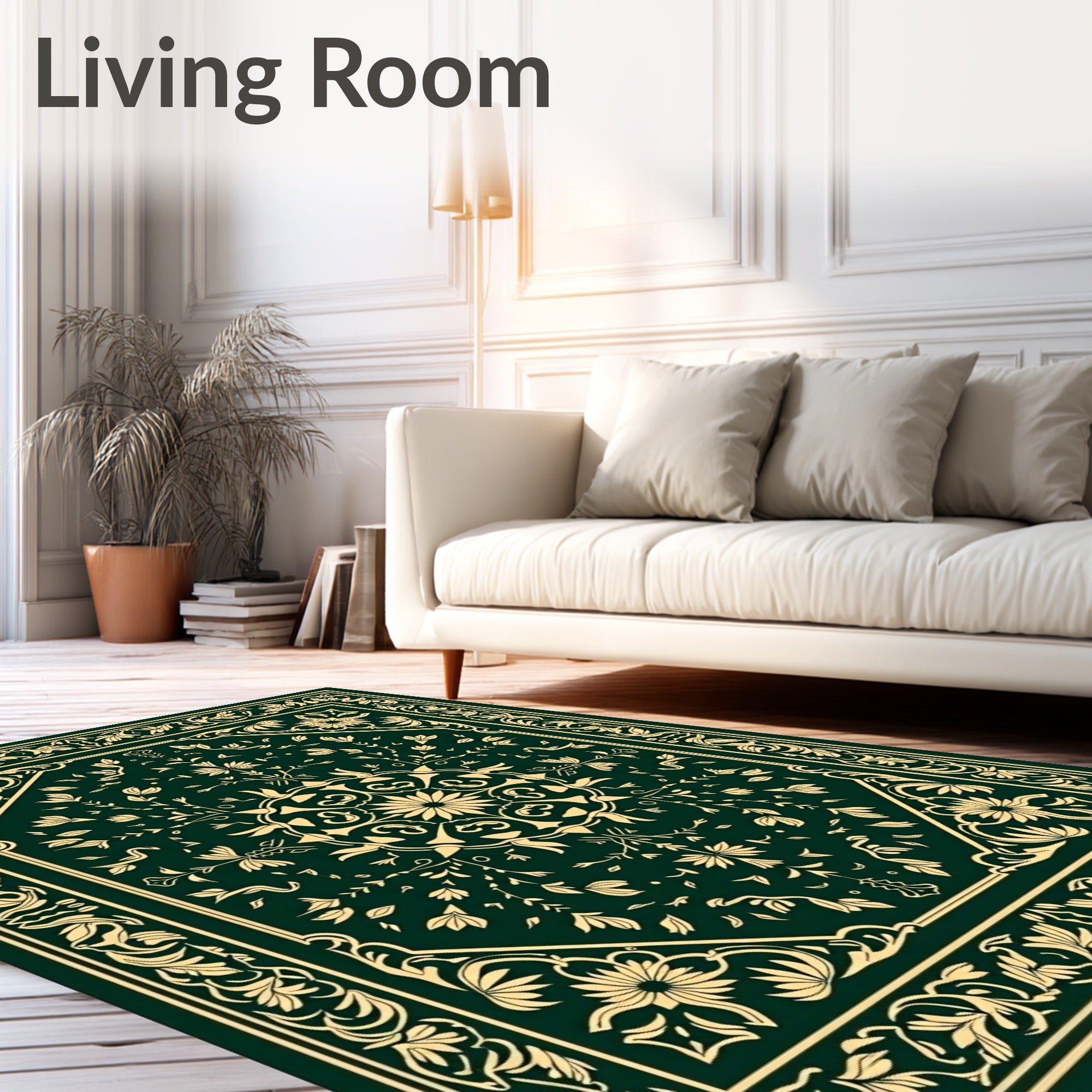 Ornate Floral Scroll Patterned Rug