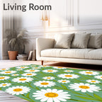 Retro Daisy Floral Pattern Rug
