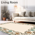 Floral Swirl Vine Border Design Rug