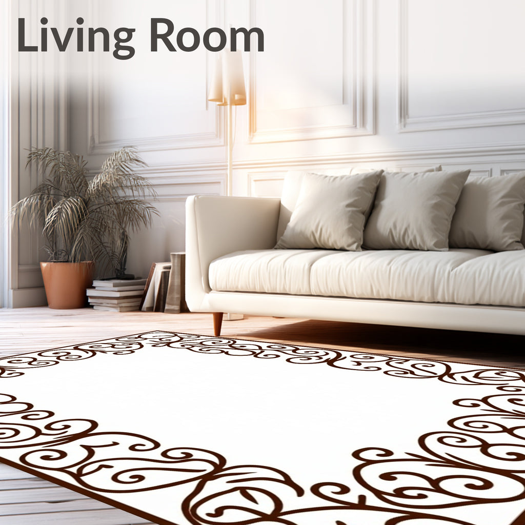 Ornate Scrollwork Frame Design Rug