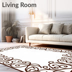 Ornate Scrollwork Frame Design Rug