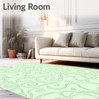 Light Green Swirling Vine Pattern Rug