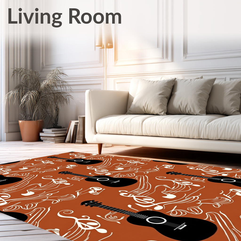 Musical Guitar Notes Pattern Rug