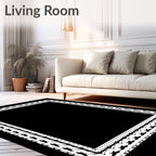 White Geometric Edged Frame Rug