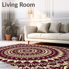 Rich Burgundy Cream Mandala Pattern Rug