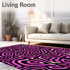 Bold Pink Black Maze Pattern Rug
