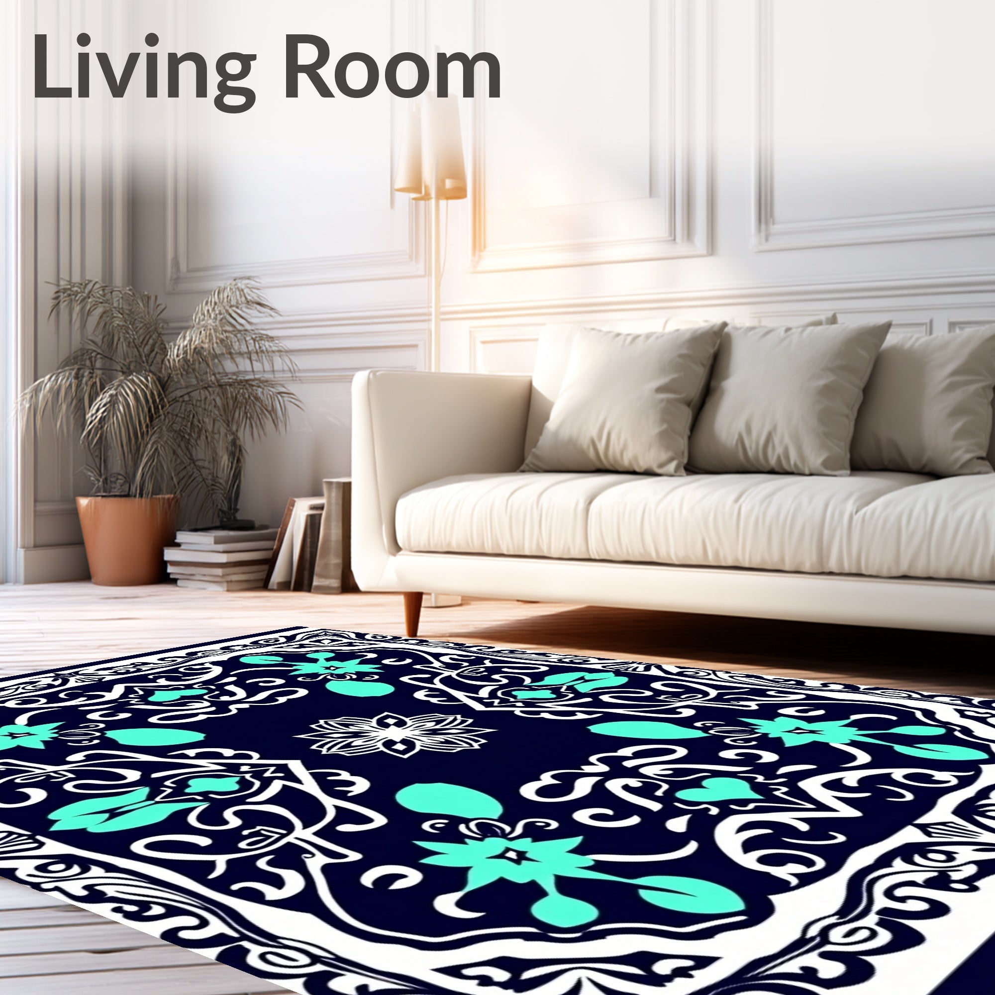 Aqua Medallion Symmetry Design Rug