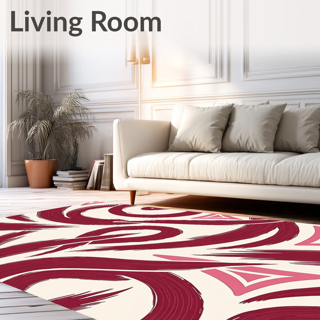 Crimson Brush Stroke Triangle Design Rug