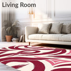Crimson Brush Stroke Triangle Design Rug