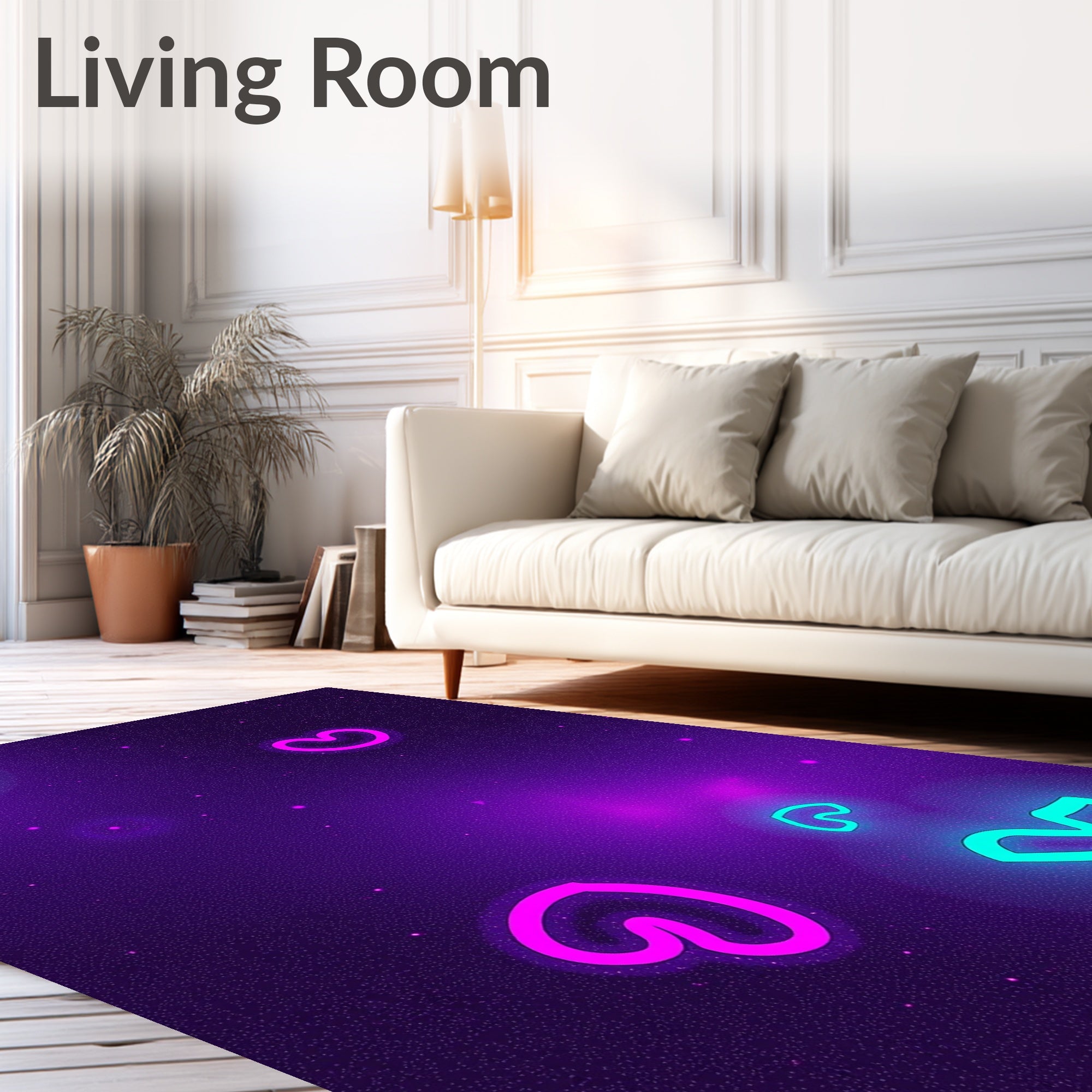 Neon Heart Patterned Deep Purple Rug
