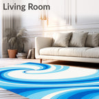 Swirling Blue Wave Abstract Pattern Rug