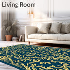 Ornate Teal Gold Flourish Rug