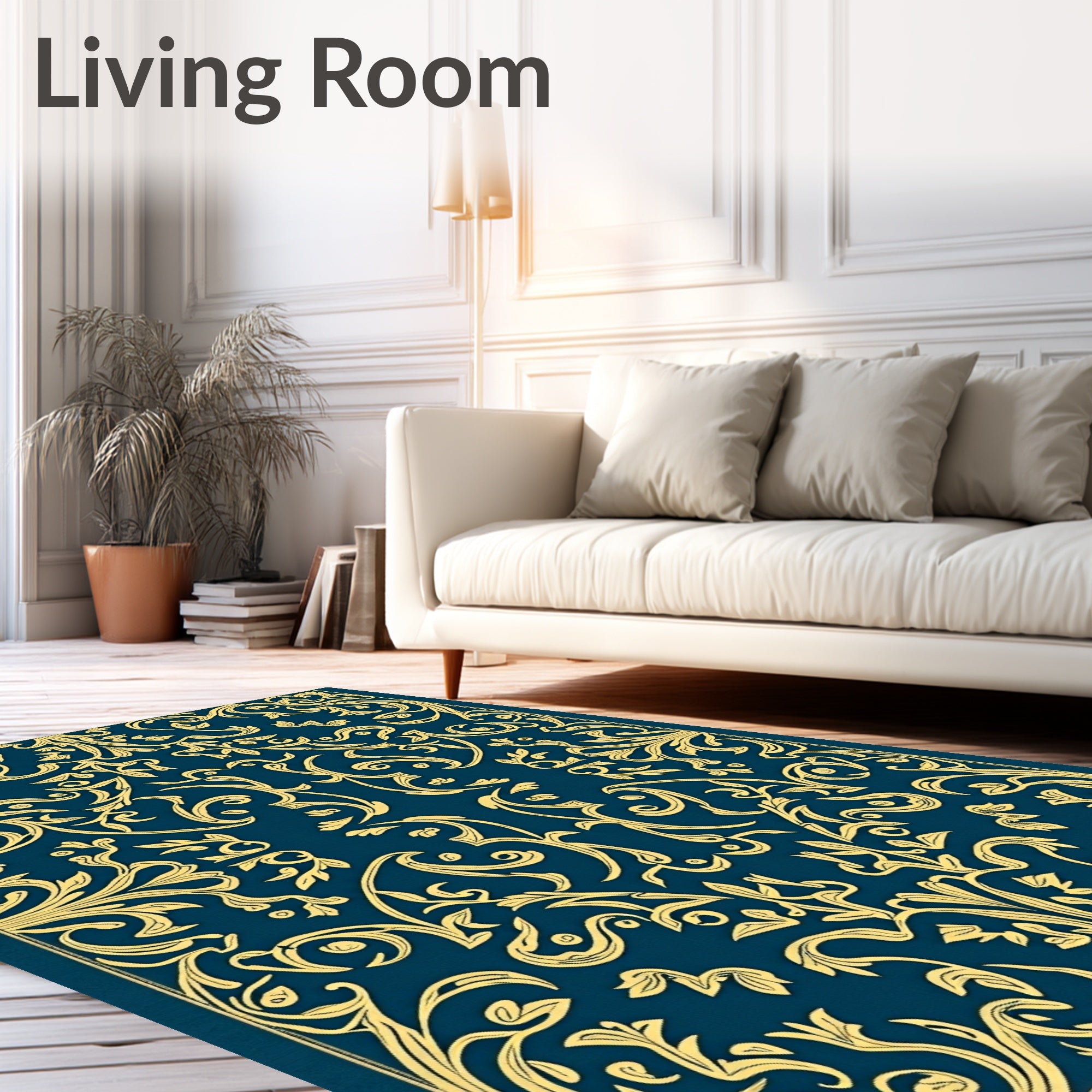 Ornate Teal Gold Flourish Rug