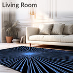 Abstract Sun Burst Blue Pattern Rug