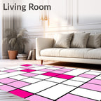 Geometric Squares With Pink Hues Rug