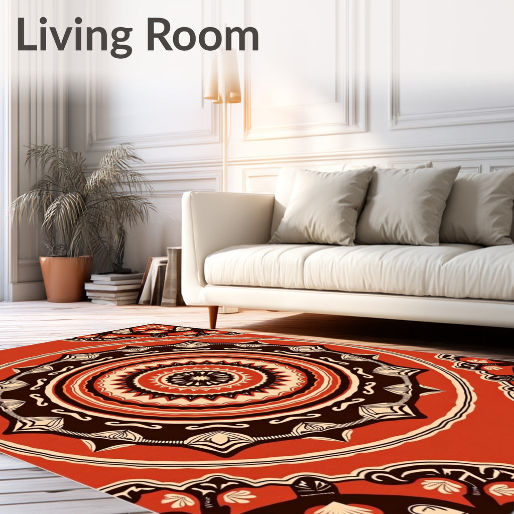 Mandala Medallion Patterned Warm Rug