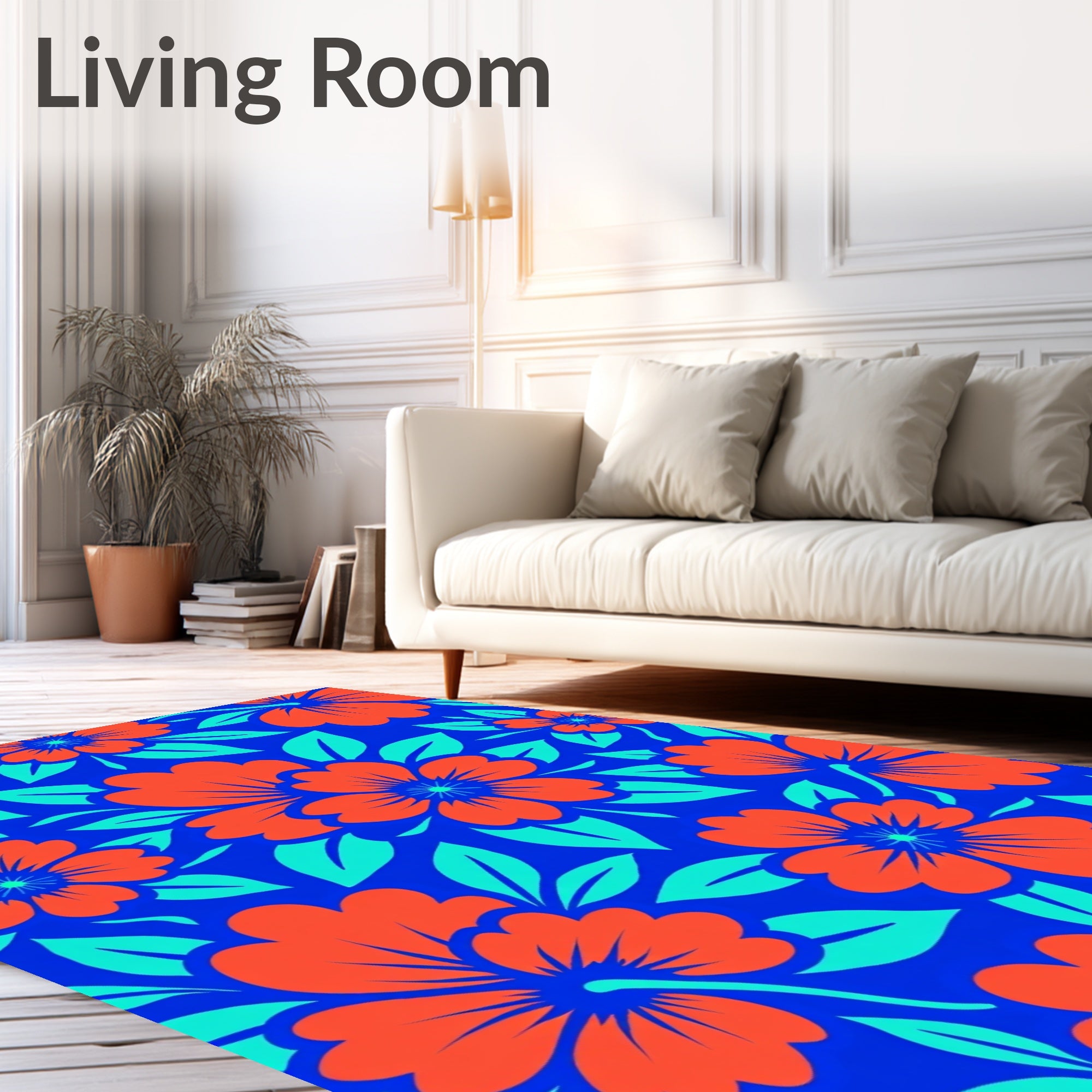 Vivid Floral Pattern Rug