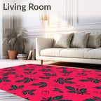 Crimson Holly Leaf Scatter Rug