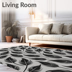 Black Feather Pattern Texture Rug