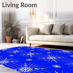 Bright Blue White Starburst Arrangement Rug