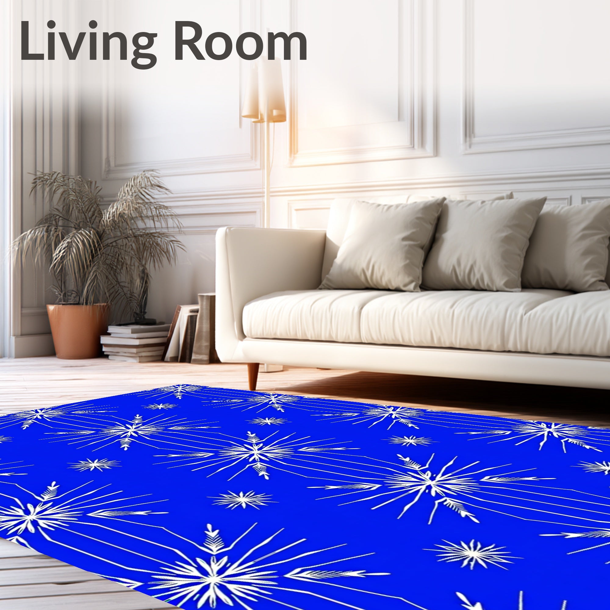 Bright Blue White Starburst Arrangement Rug