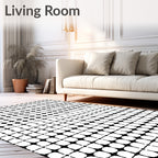 Bold Black White Geometric Pattern Rug